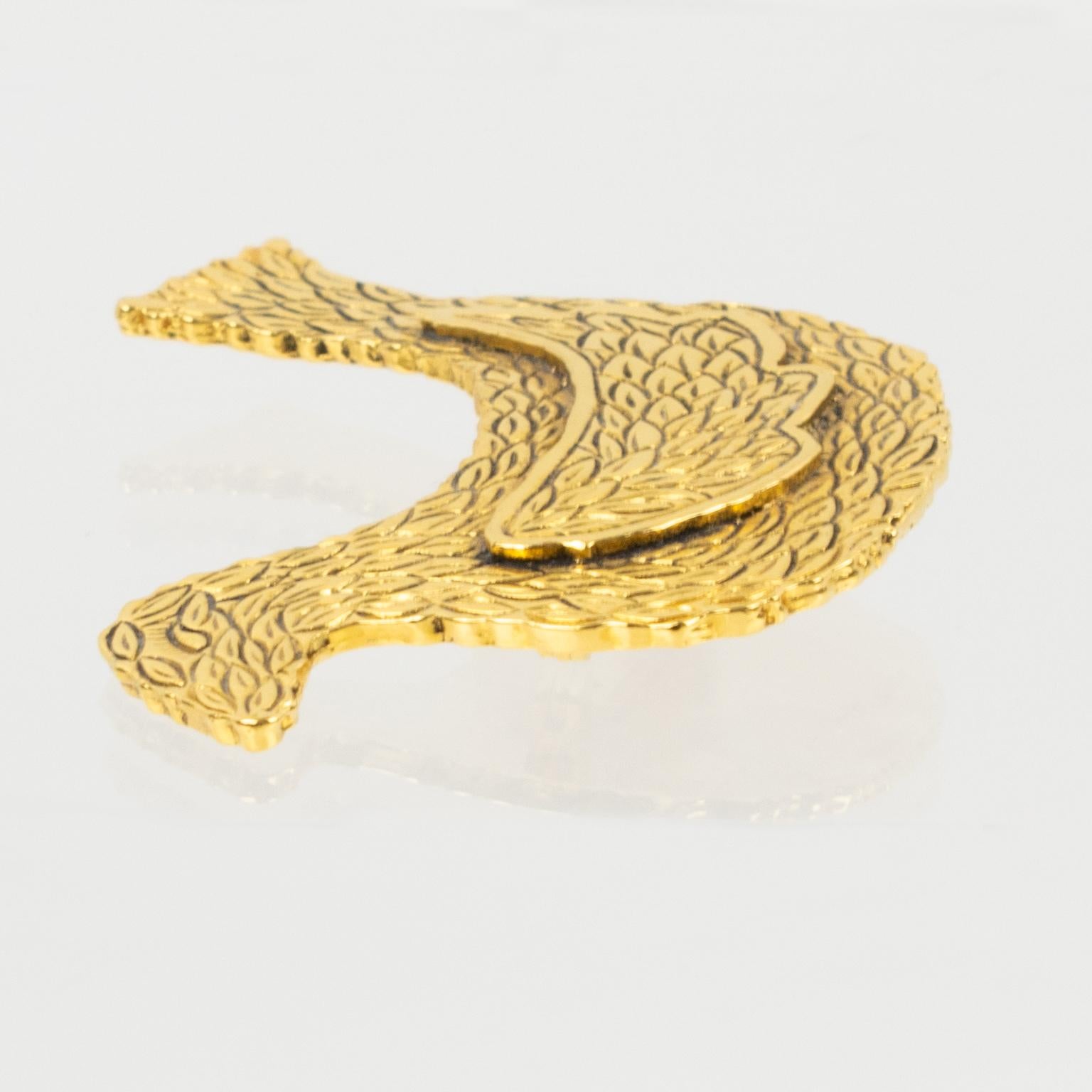 Isabel Canovas Gilt Bronze Bird Pin brooch 1