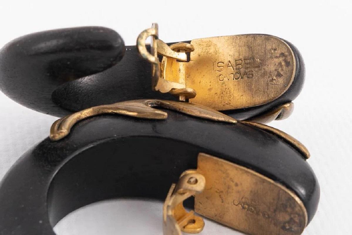 Women's Isabel Canovas Gilted Metal and Wooden Clip-on Earrings
