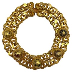 Isabel Canovas Goldkette mit Kunstglas-Cabochon-Halskette aus den 1980er Jahren