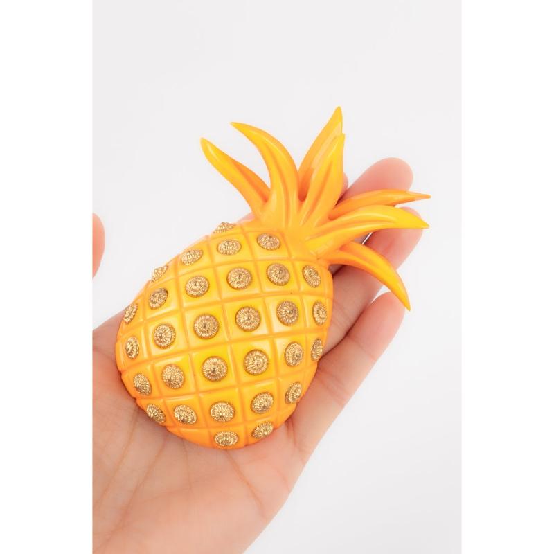 Isabel Canovas Orange Bakelite Canovas Pineapple Brooch For Sale 1