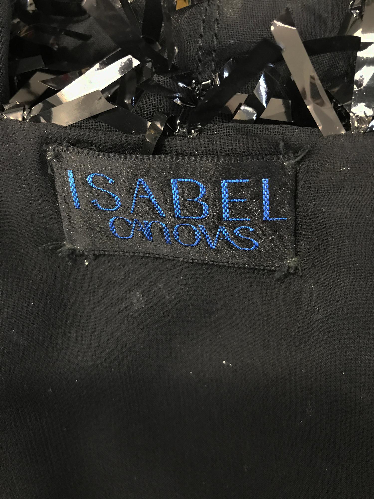 Isabel Canovas Rare Black Silk Sequin Ribbon & Tassel Evening Wrap  9