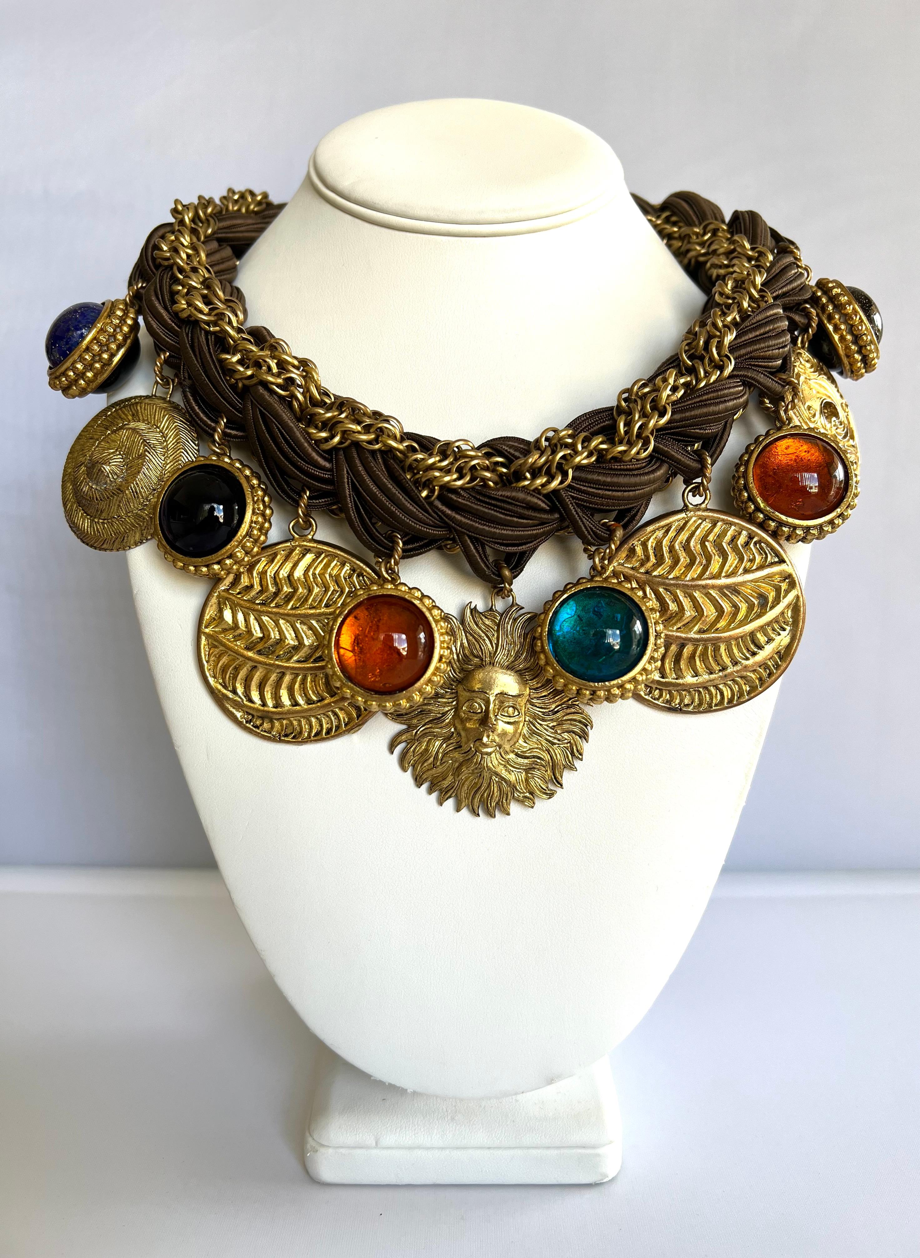 Isabel Canovas Vintage Gilt Charm Necklace  In Excellent Condition For Sale In Palm Springs, CA