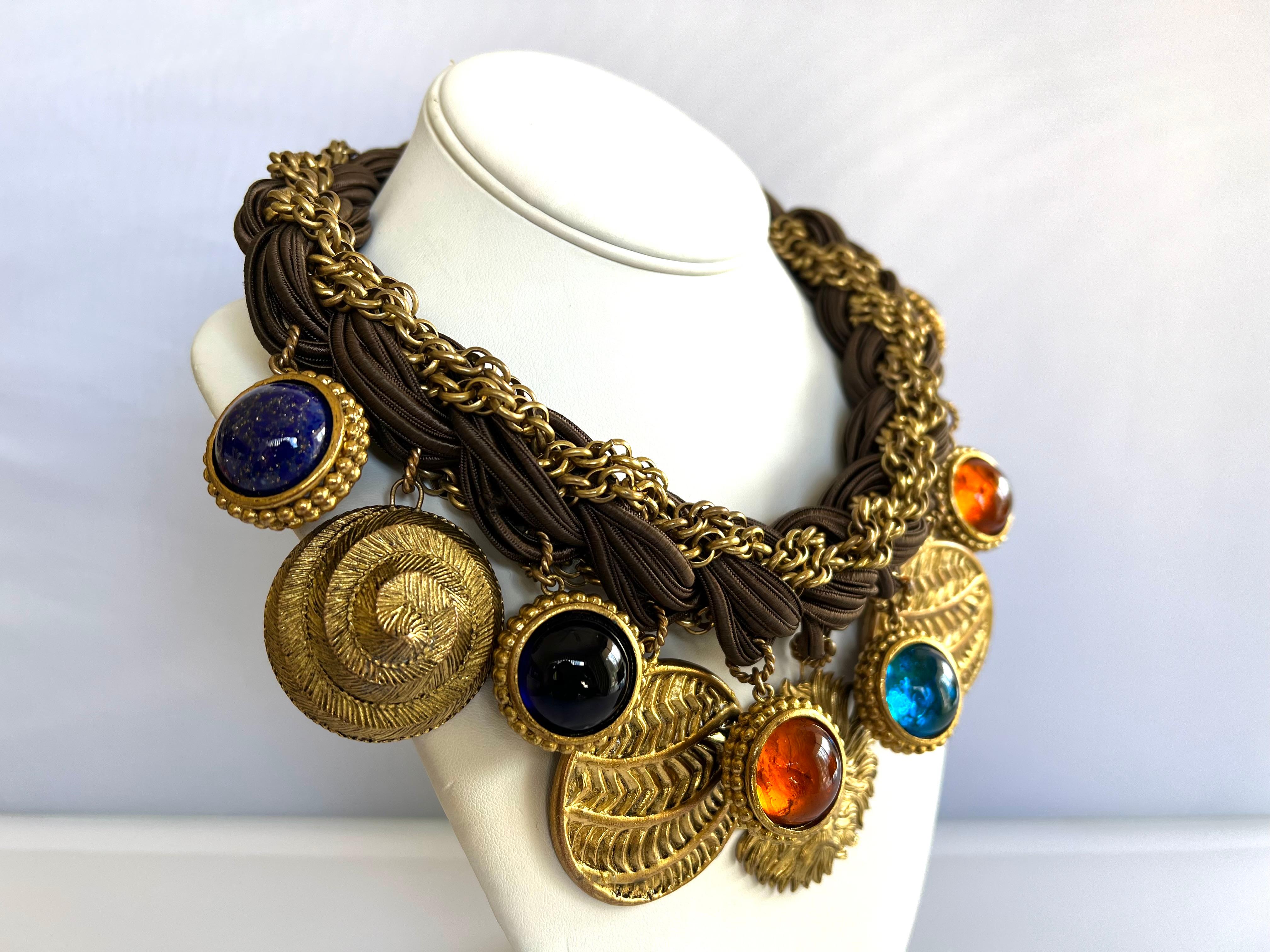 Isabel Canovas Vintage Gilt Charm Necklace  For Sale 1