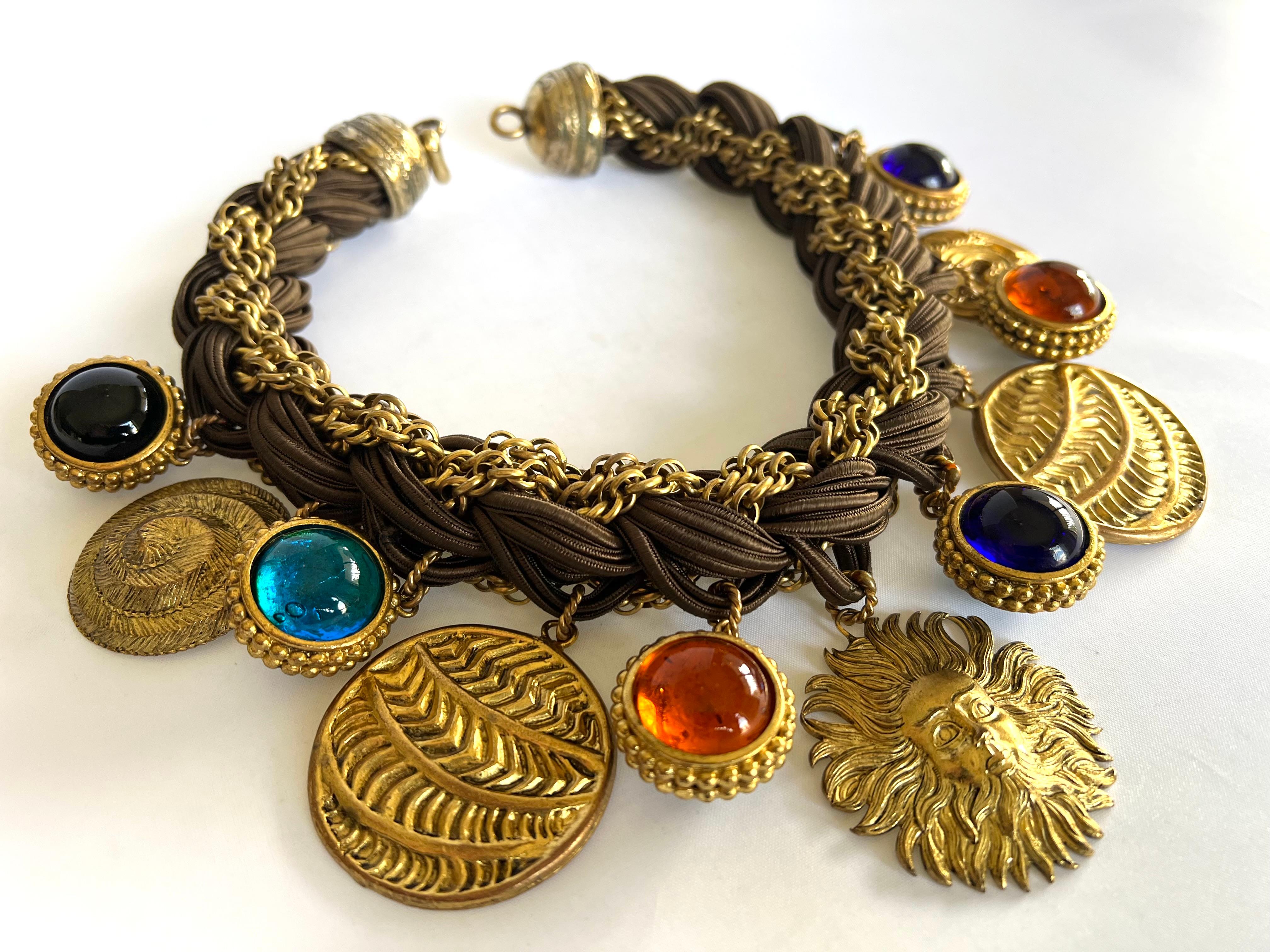 Isabel Canovas Vintage Gilt Charm Necklace  For Sale 2