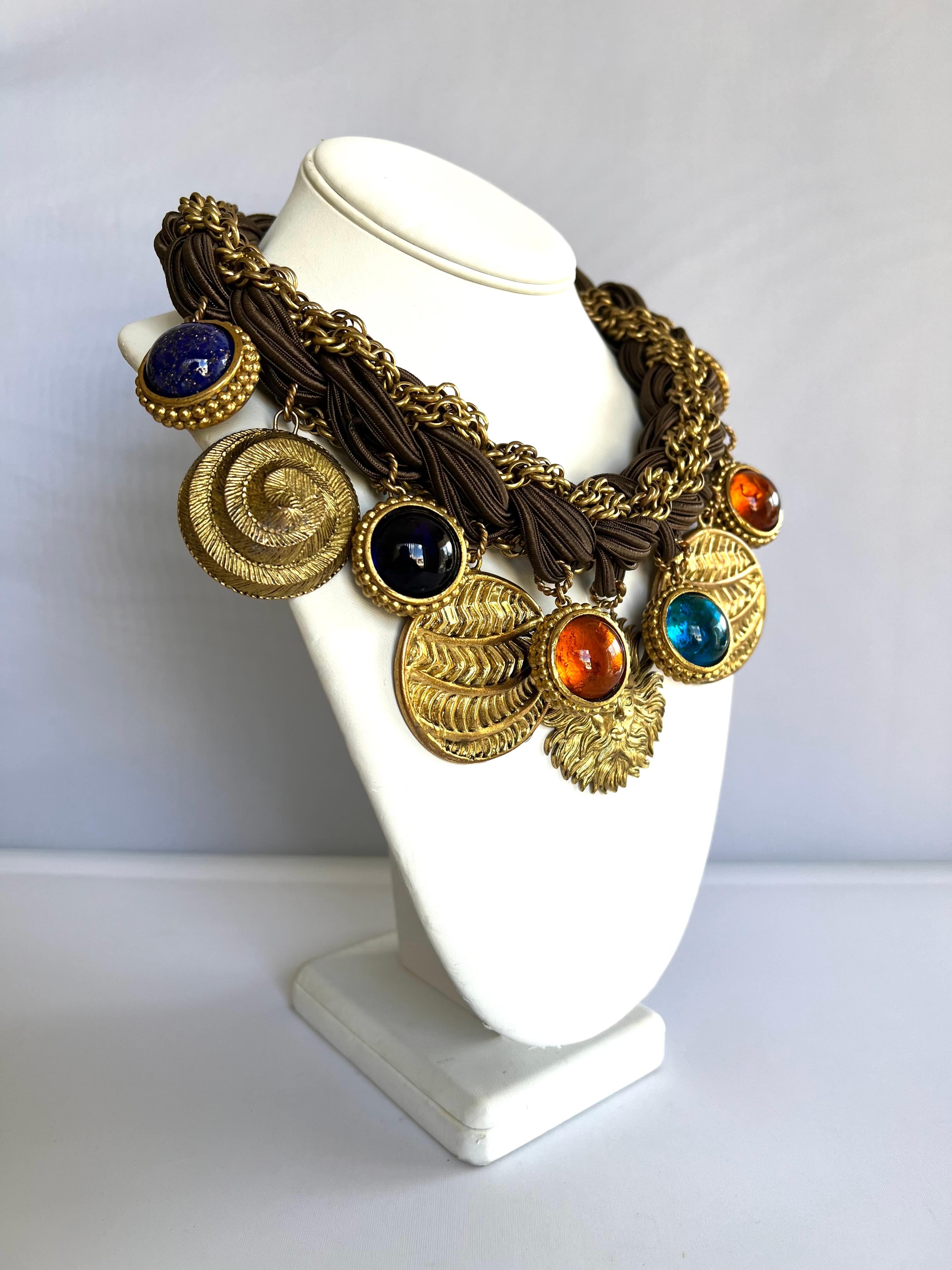 Isabel Canovas Vintage Gilt Charm Necklace  For Sale 3
