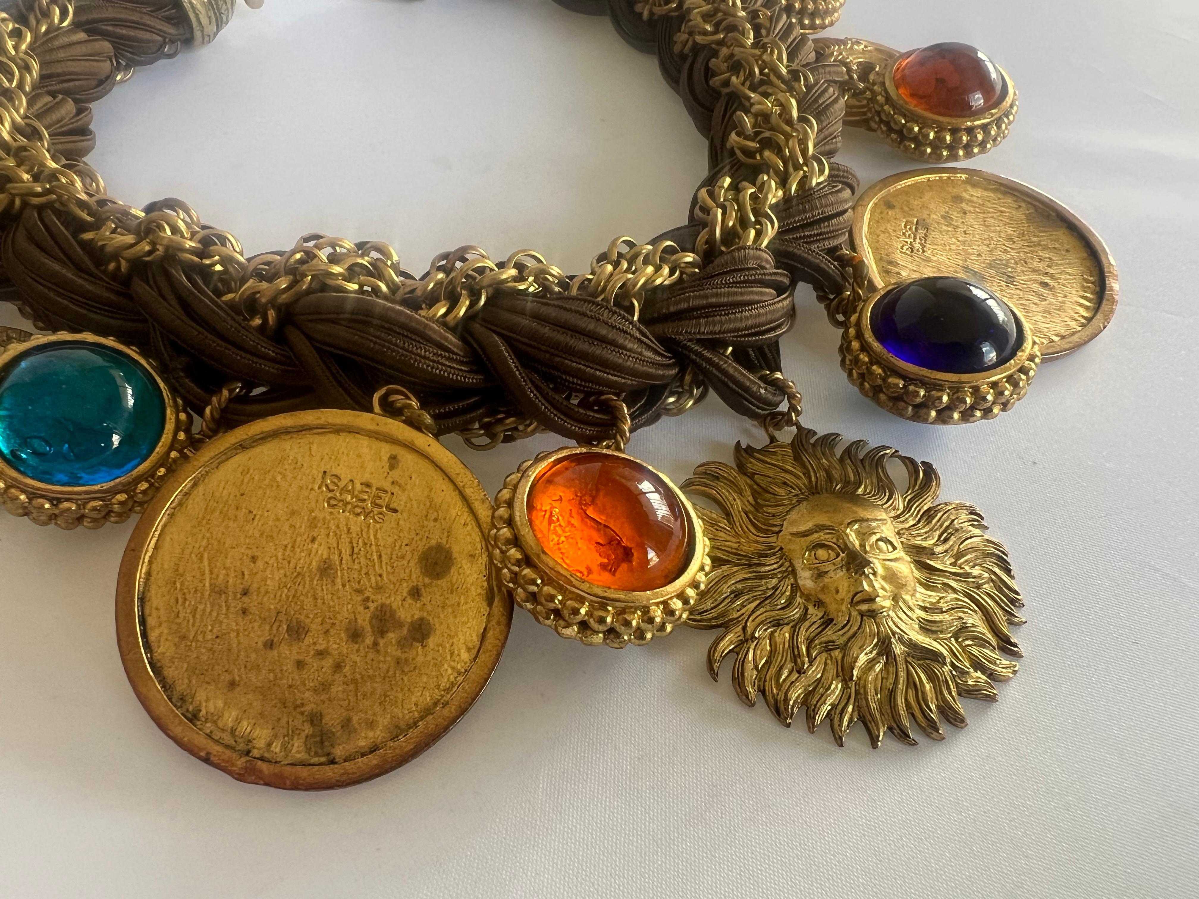 Isabel Canovas Vintage Gilt Charm Necklace  For Sale 4