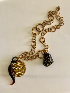 Isabel Canovas Vintage Gilt Escargot Charm Necklace