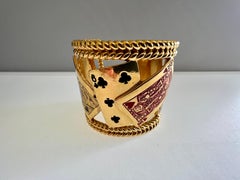 Isabel Canovas Vintage-Manschettenarmband mit vergoldeten Spielkarten