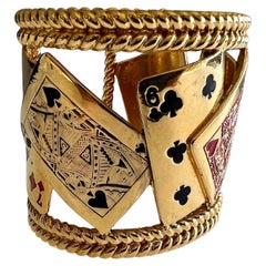 Isabel Canovas Vintage Gilt Playing Cards Cuff Bracelet