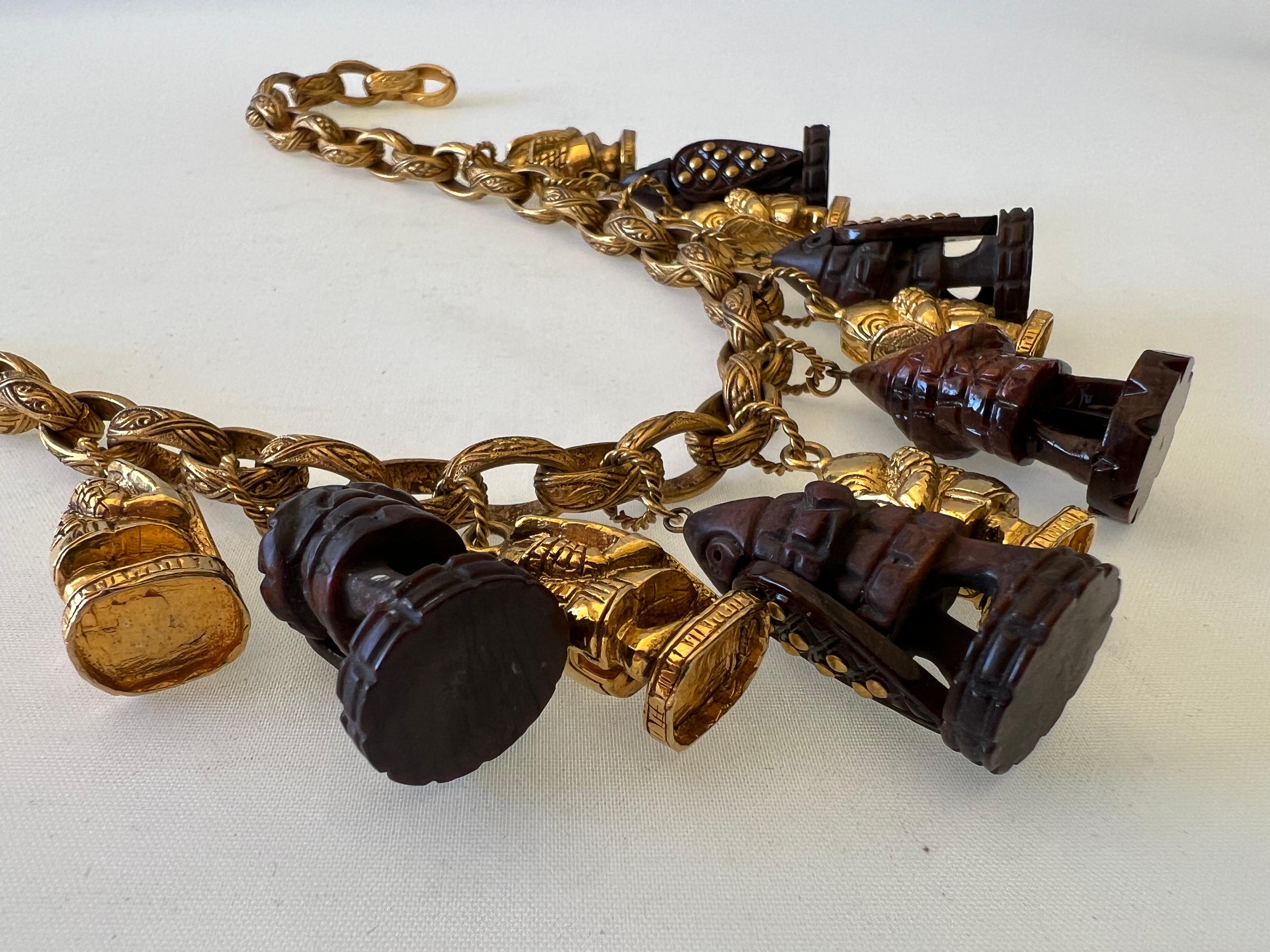 Artisan Isabel Canovas Vintage Gilt Warrior Charm Necklace 