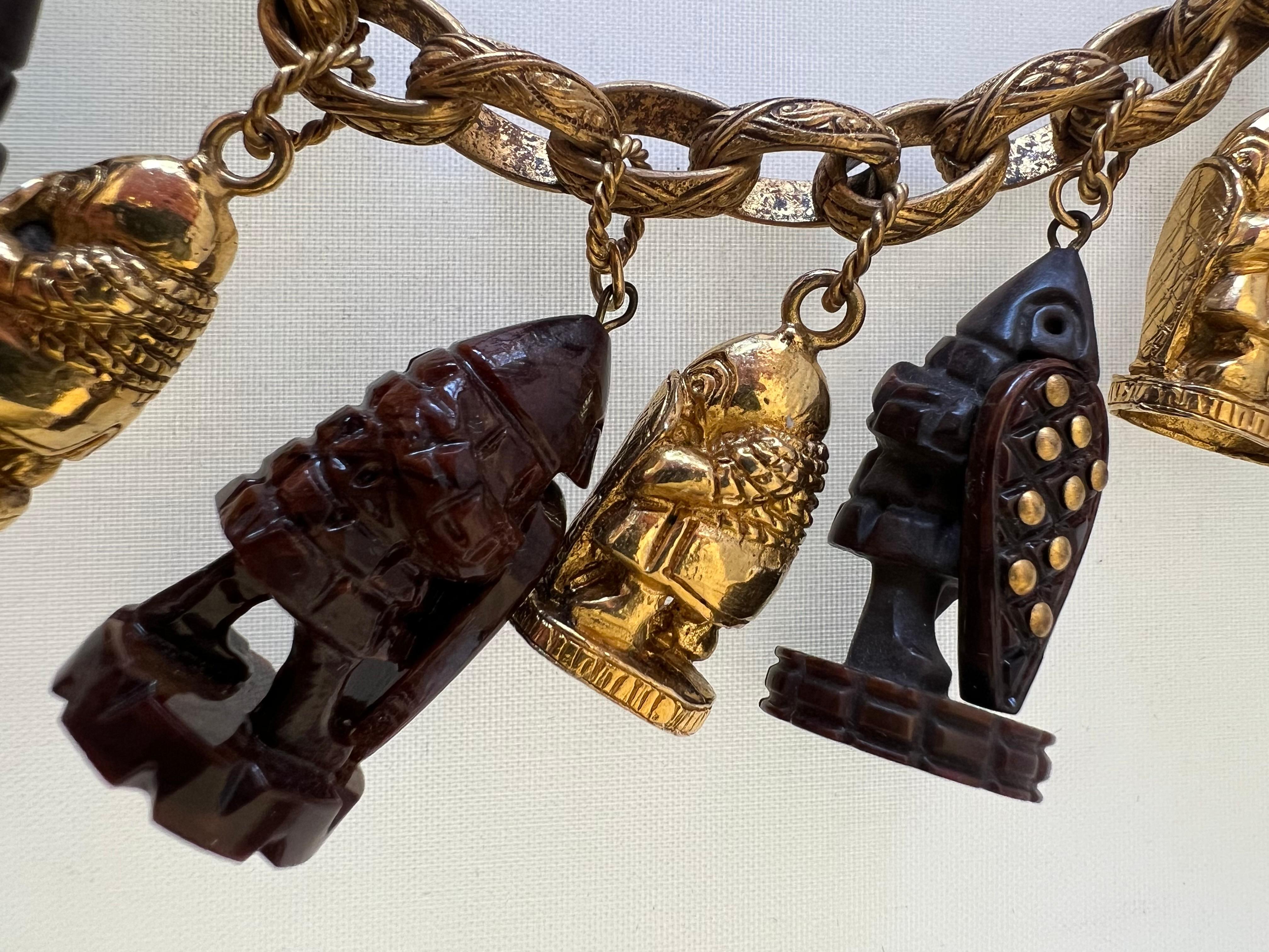 Isabel Canovas Vintage Gilt Warrior Charm Necklace  1