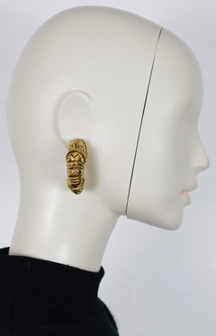 ISABEL CANOVAS Vintage Massive Gold-Tone Half-Hoop Earrings "Macha"