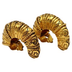 ISABEL CANOVAS Vintage Massive Gold-Tone Half-Hoop Earrings "Macha"