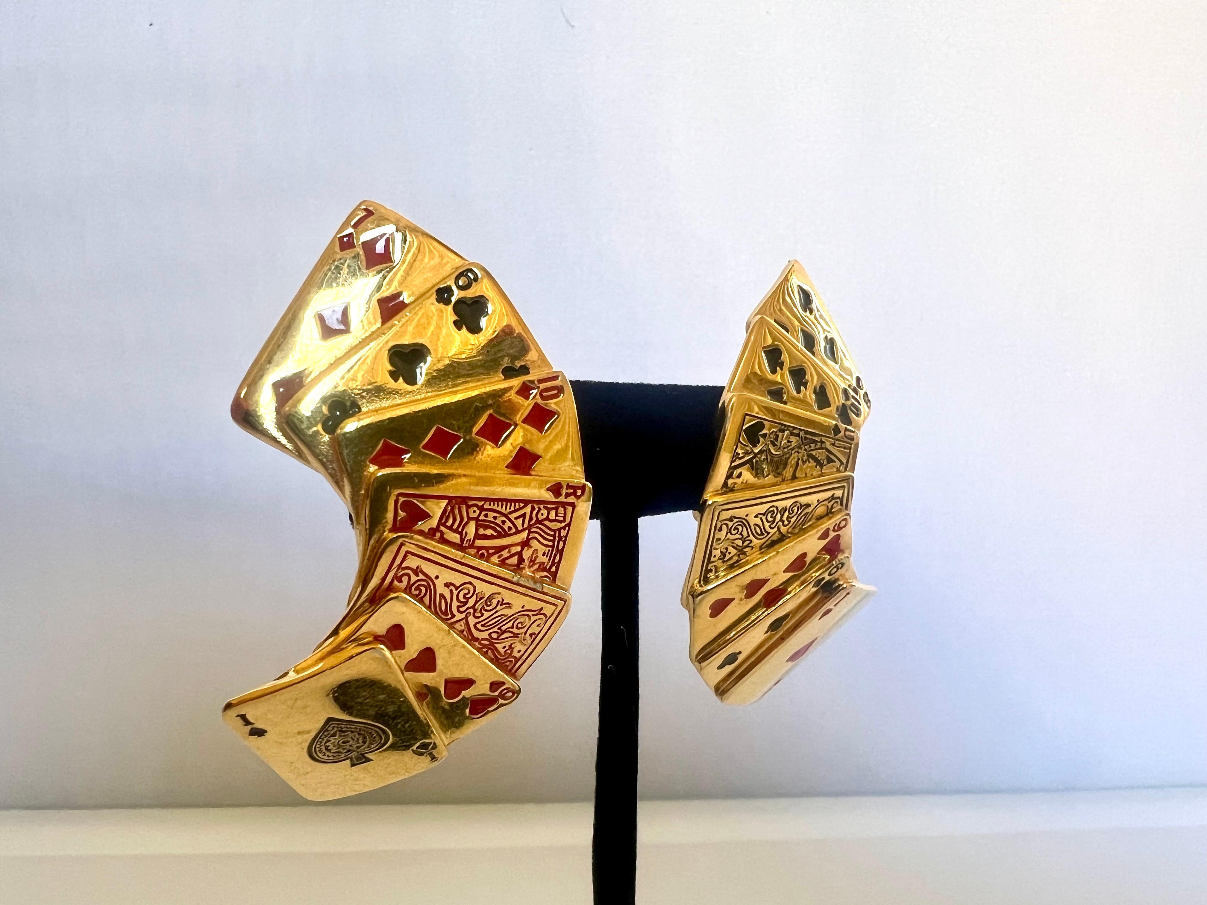 Artisan Isabel Canovas - Boucles d'oreilles cartes à jouer vintage  en vente