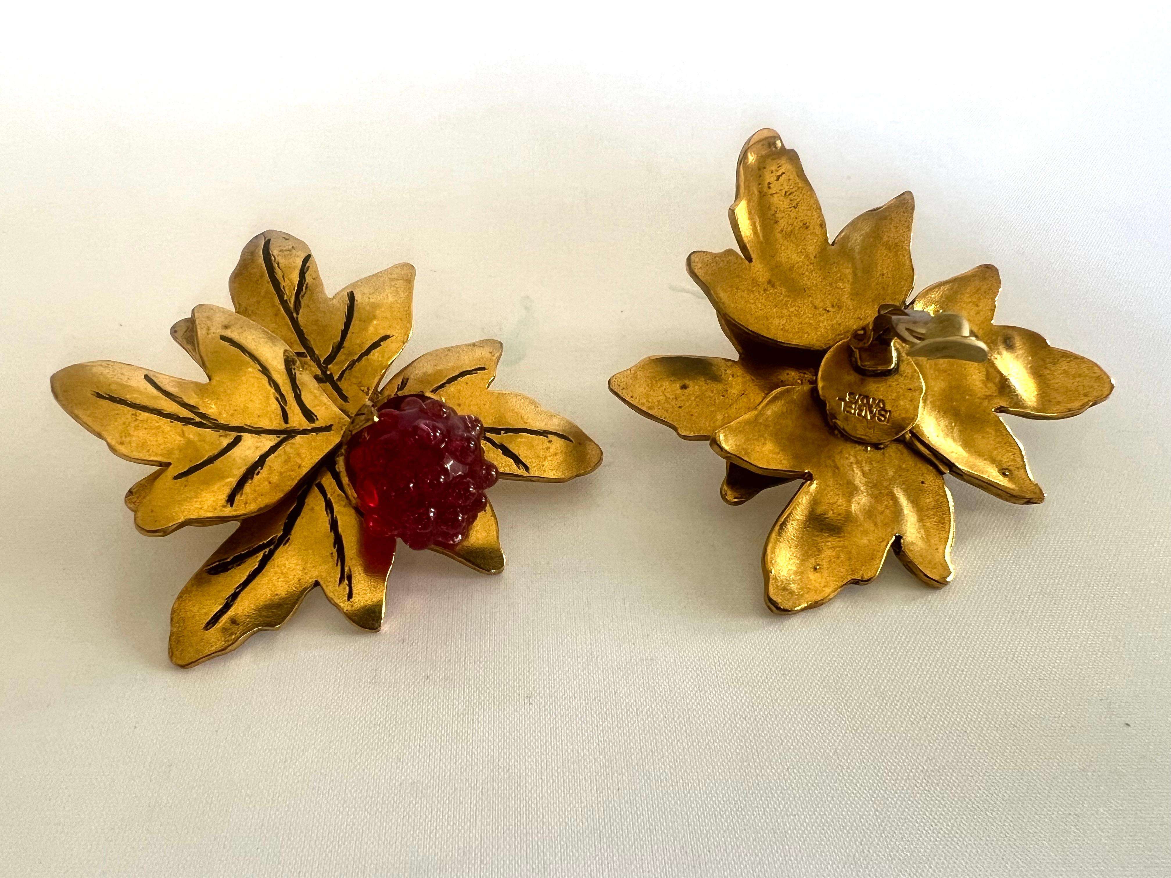 Isabel Canovas Vintage Red Berry Gilt Earrings  1