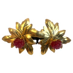 Isabel Canovas Vintage Red Berry Gilt Earrings 