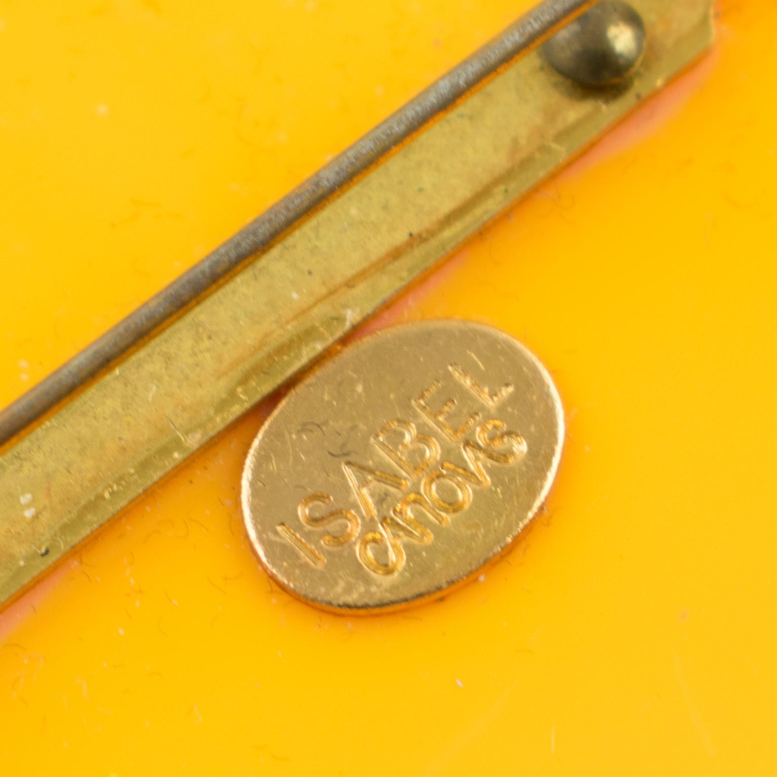 Isabel Canovas Yellow Pineapple Resin Pin Brooch In Excellent Condition For Sale In Atlanta, GA