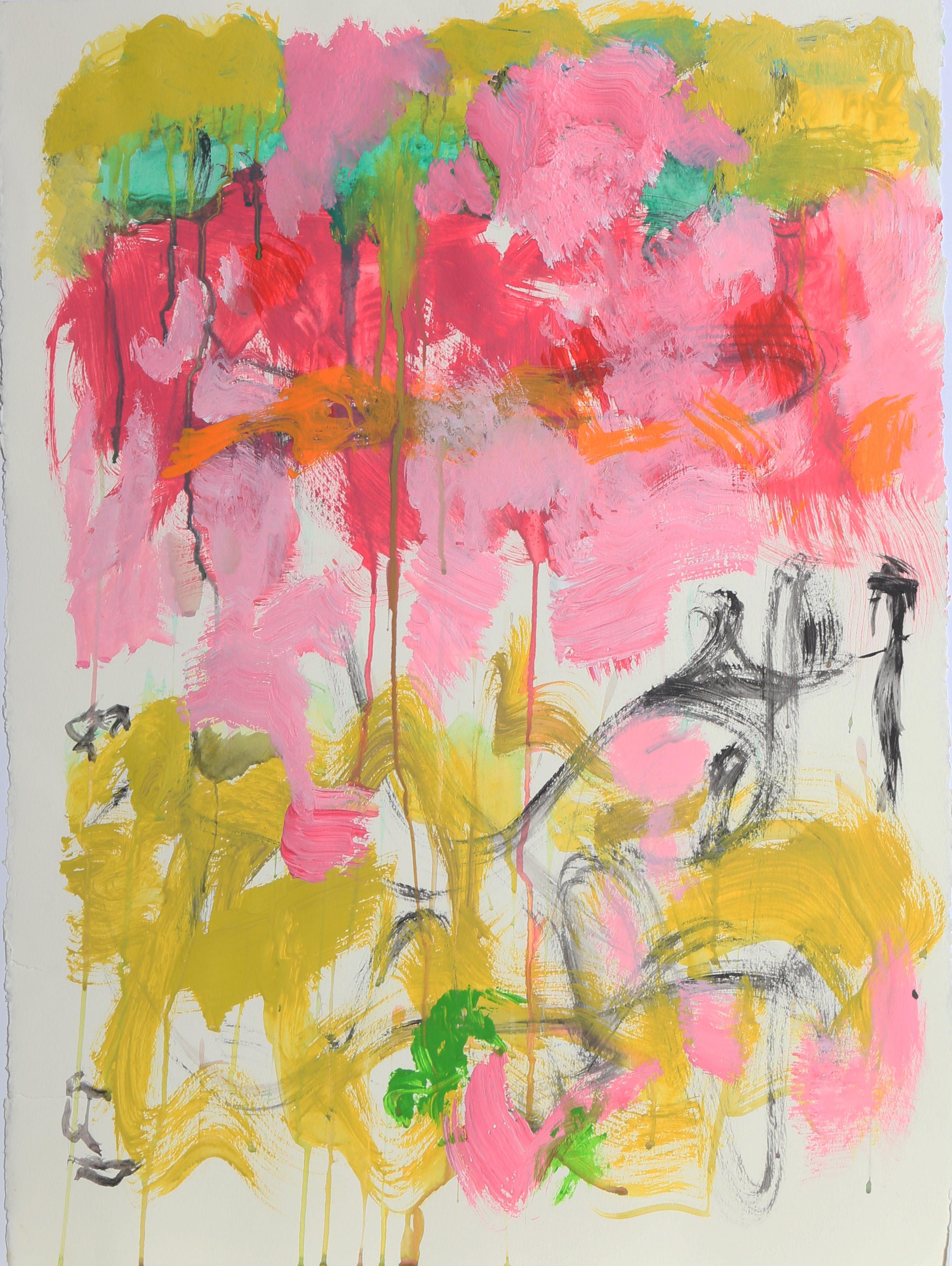 Although pioneered by Jackson Pollock, many artists have taken abstract expressionism and brought it into the contemporary. Gamerov captures movement and color with bold enthusiasm in this painting on paper, choosing to use bright, almost neon tones
