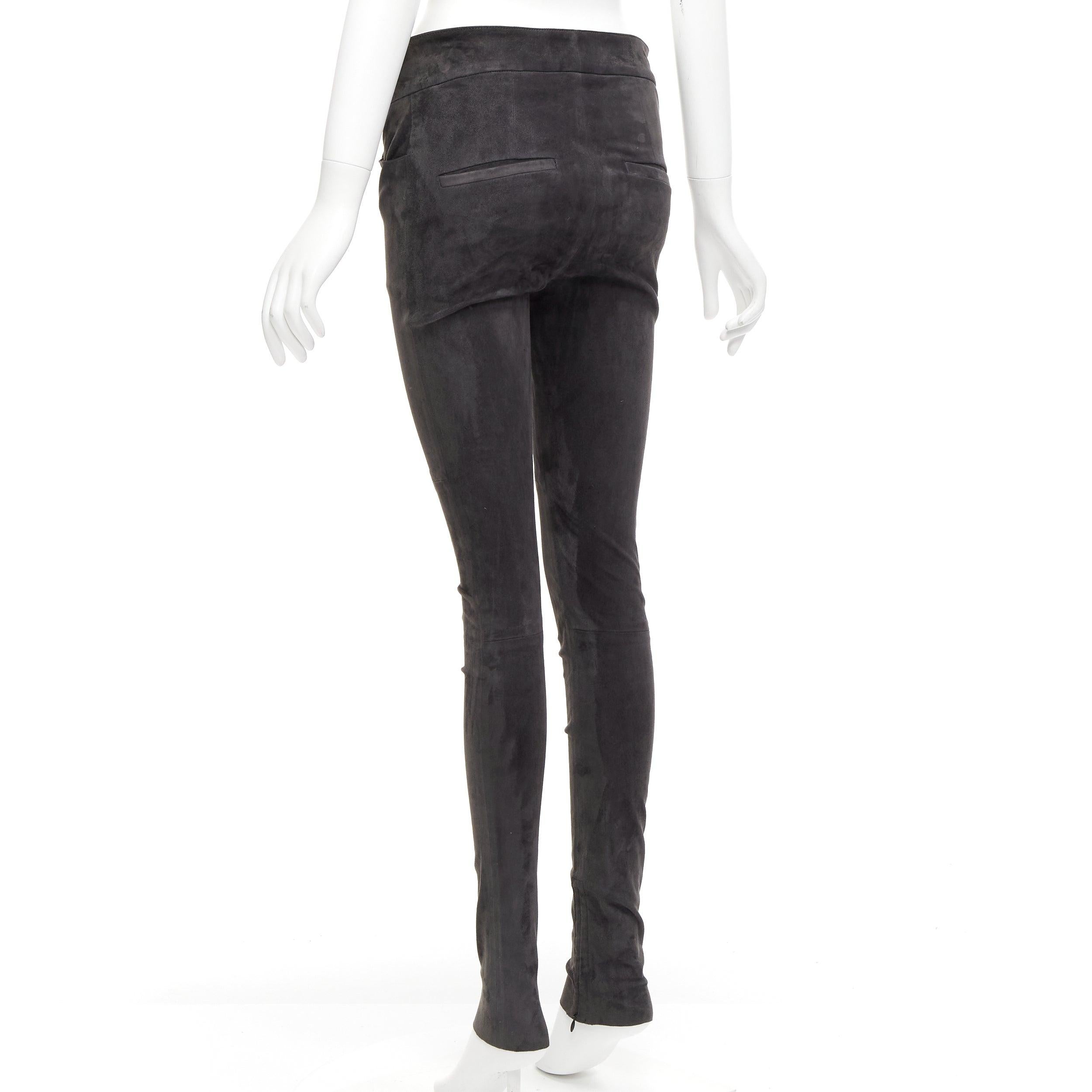 ISABEL MARANT 100% lambskin suede leather grey high waisted skinny pants FR36 S For Sale 1