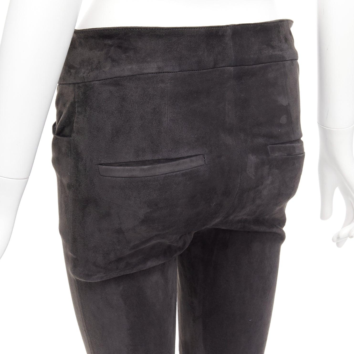 ISABEL MARANT 100% lambskin suede leather grey high waisted skinny pants FR36 S For Sale 2