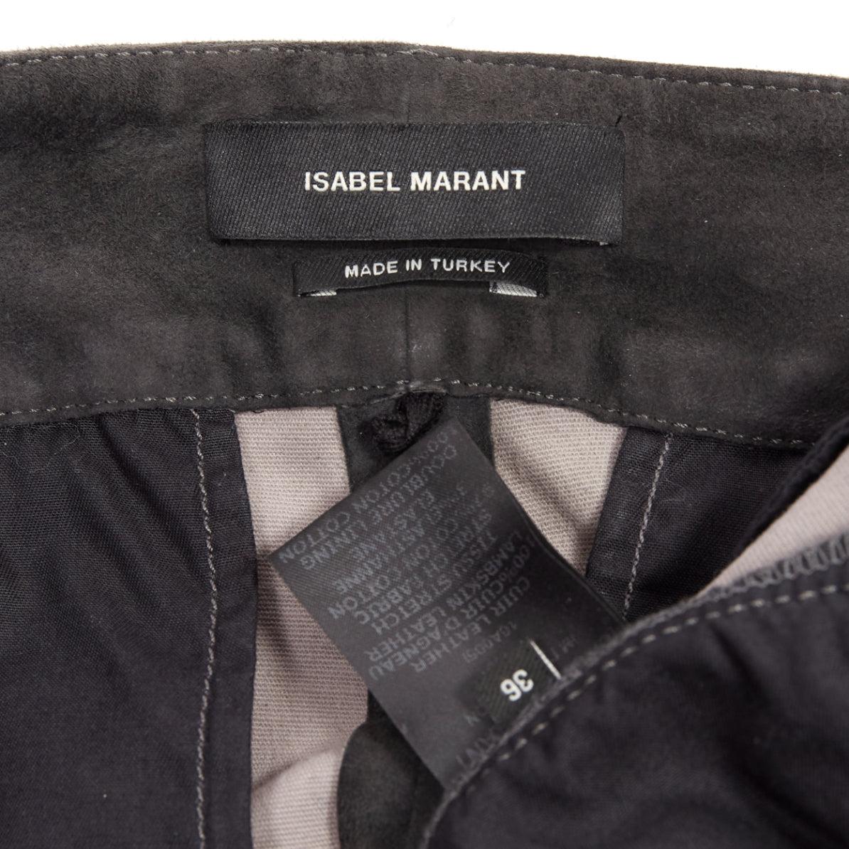 ISABEL MARANT 100% lambskin suede leather grey high waisted skinny pants FR36 S For Sale 4