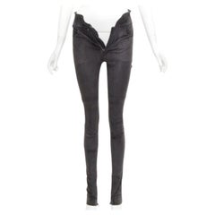 ISABEL MARANT 100% lambskin suede leather grey high waisted skinny pants FR36 S