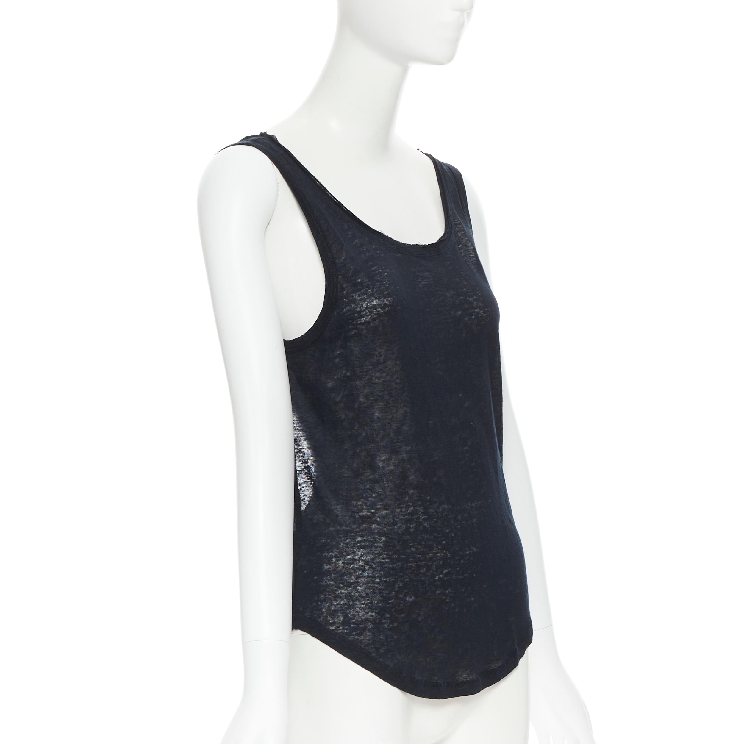 Nero ISABEL MARANT 100% lino nero Canotta nera con scollo aperto e orlo curvo sul retro M