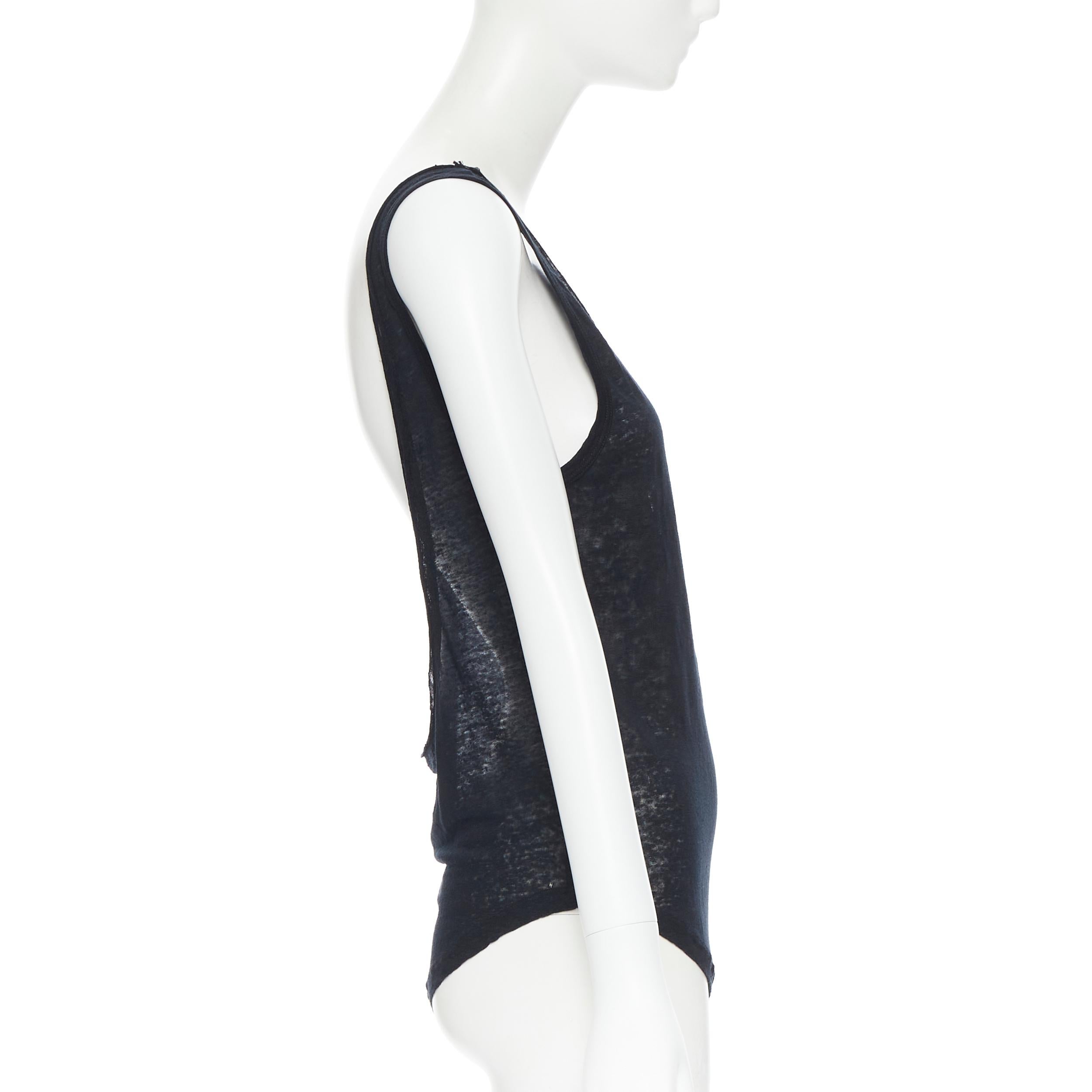 Donna ISABEL MARANT 100% lino nero Canotta nera con scollo aperto e orlo curvo sul retro M