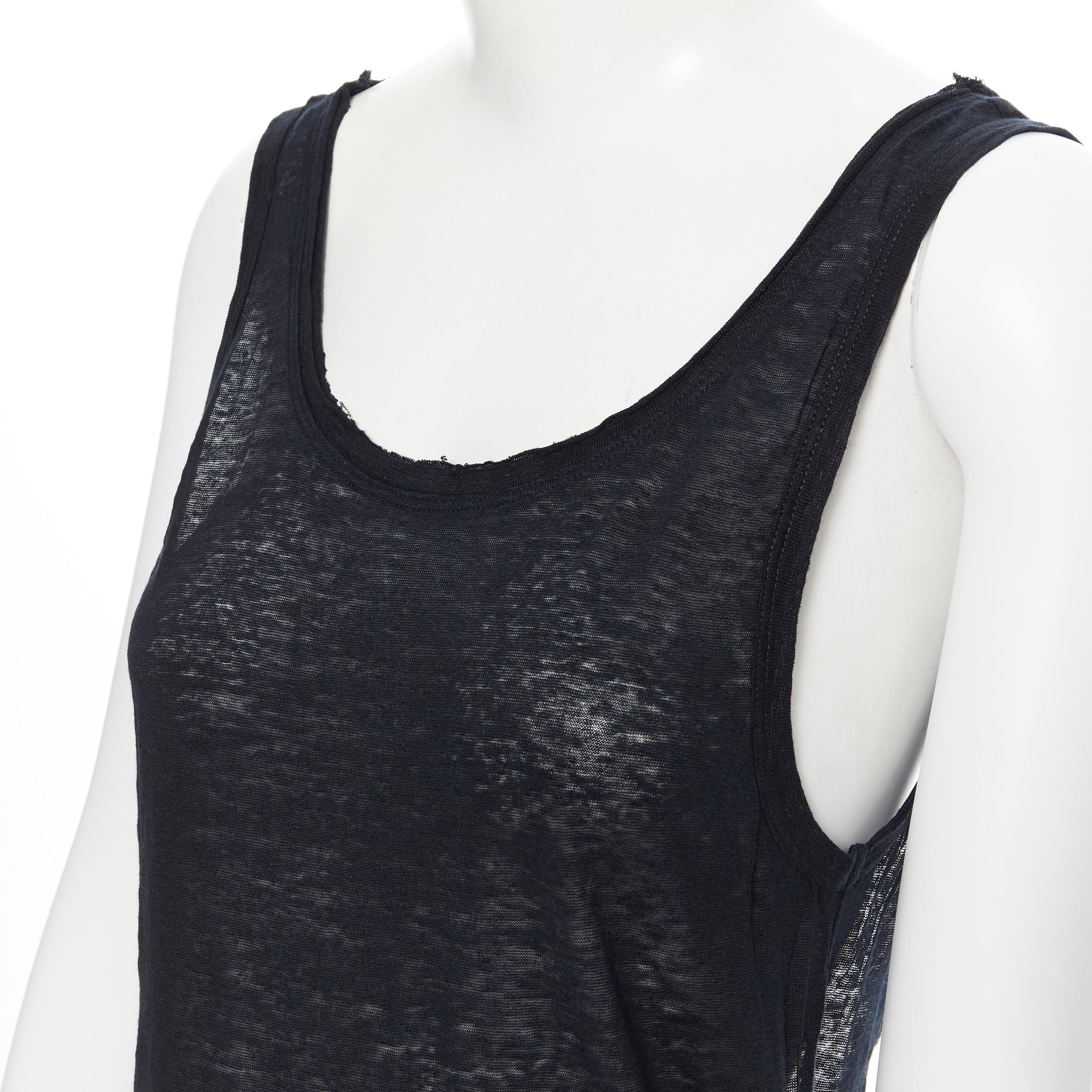 ISABEL MARANT 100% lino nero Canotta nera con scollo aperto e orlo curvo sul retro M 2