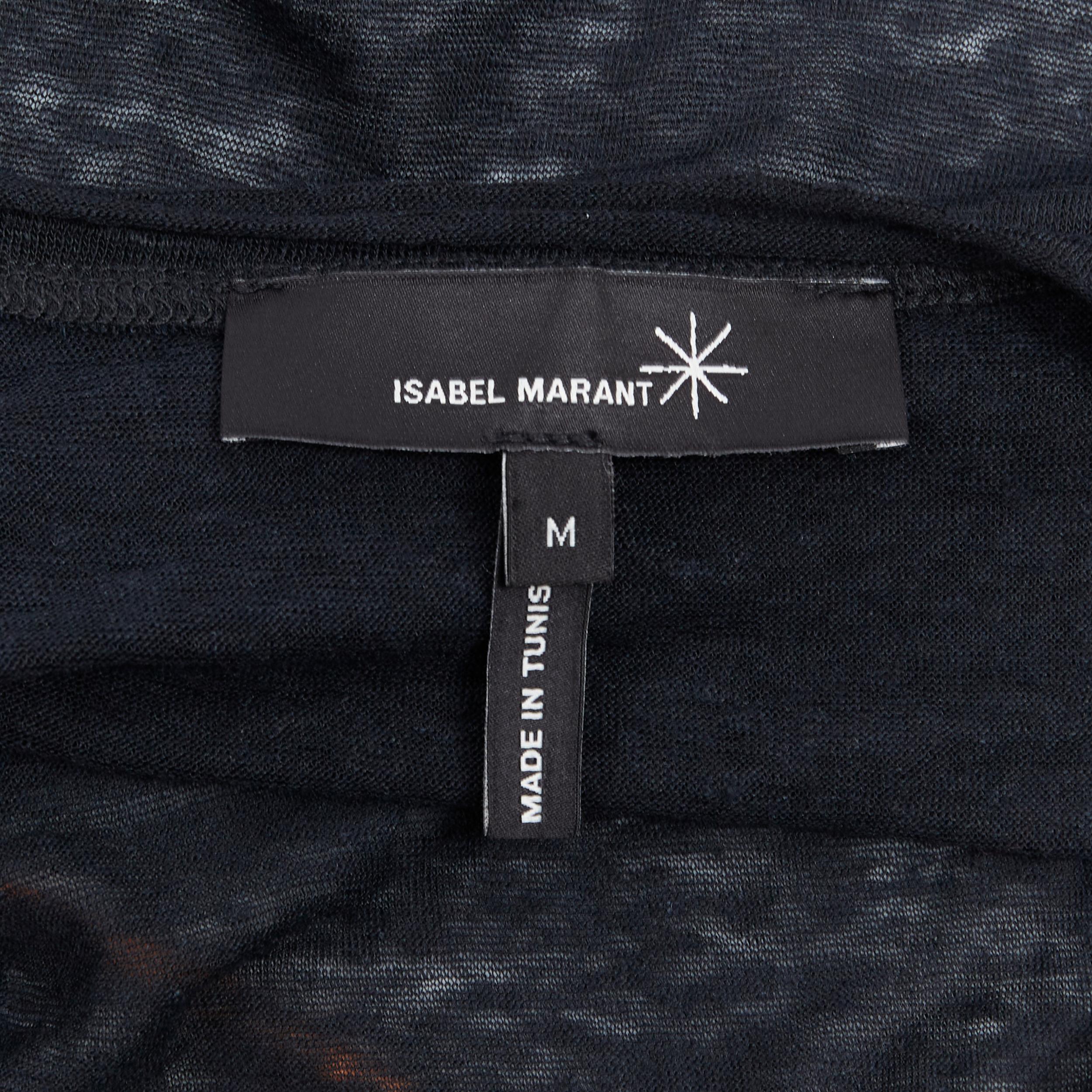 ISABEL MARANT 100% lino nero Canotta nera con scollo aperto e orlo curvo sul retro M 3
