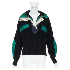 ISABEL MARANT 2021 Runway Dempster ribbed wool shell hybrid sweater S