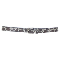 ISABEL MARANT 2021 Zap black embossed calfskin leather skinny loop waist belt S