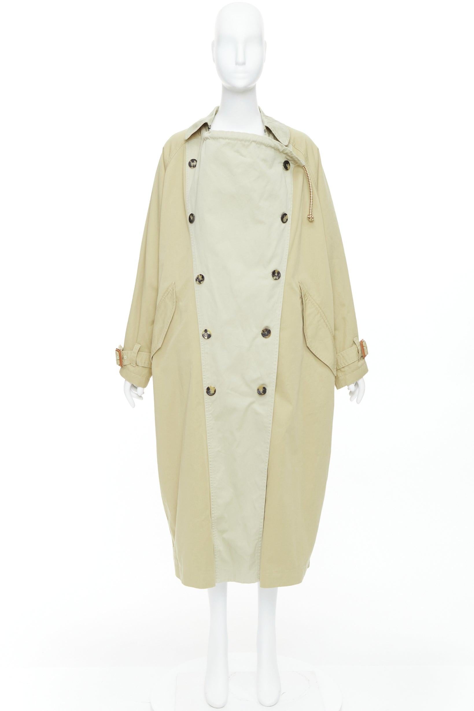 ISABEL MARANT 2023 Runway Ebani, trench in cotone bicolore con coulisse FR34 XS in vendita 6