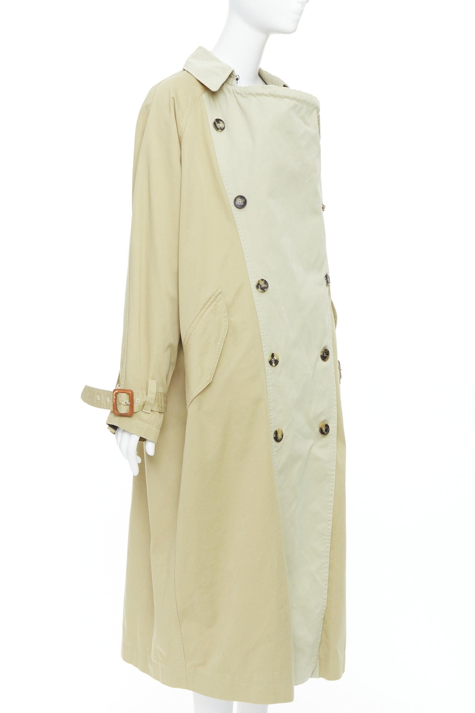 Beige ISABEL MARANT 2023 Runway Ebani, trench in cotone bicolore con coulisse FR34 XS in vendita