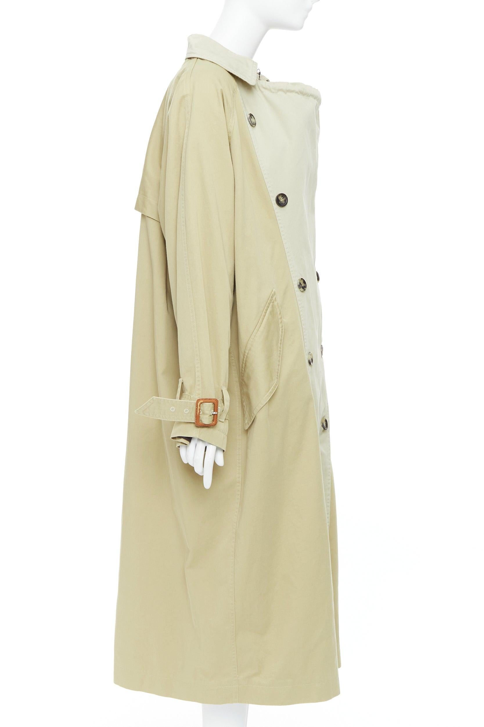 Donna ISABEL MARANT 2023 Runway Ebani, trench in cotone bicolore con coulisse FR34 XS in vendita