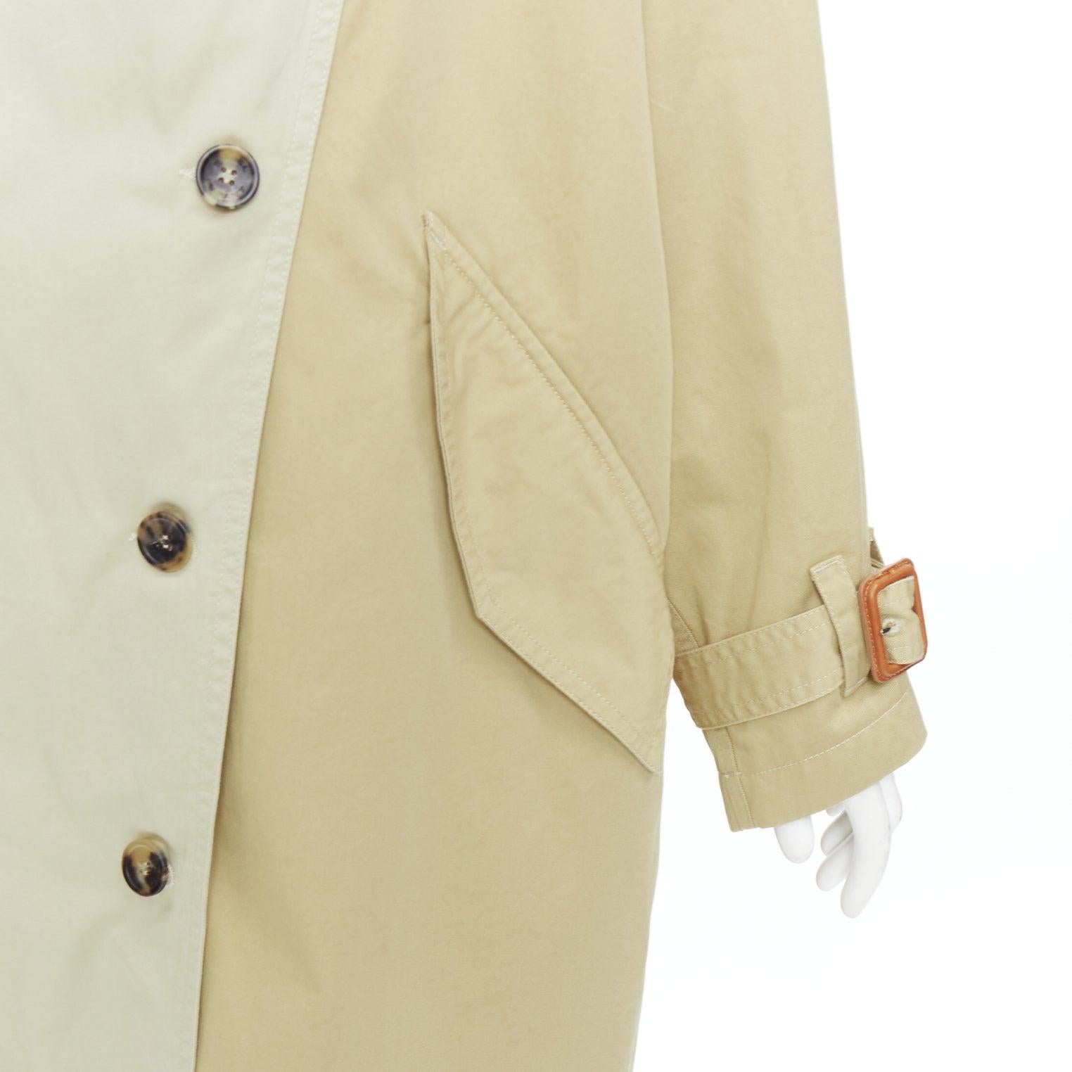 ISABEL MARANT 2023 Runway Ebani, trench in cotone bicolore con coulisse FR34 XS in vendita 4