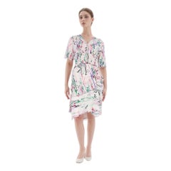 Isabel Marant Abstract Print Ruffle Silk Dress