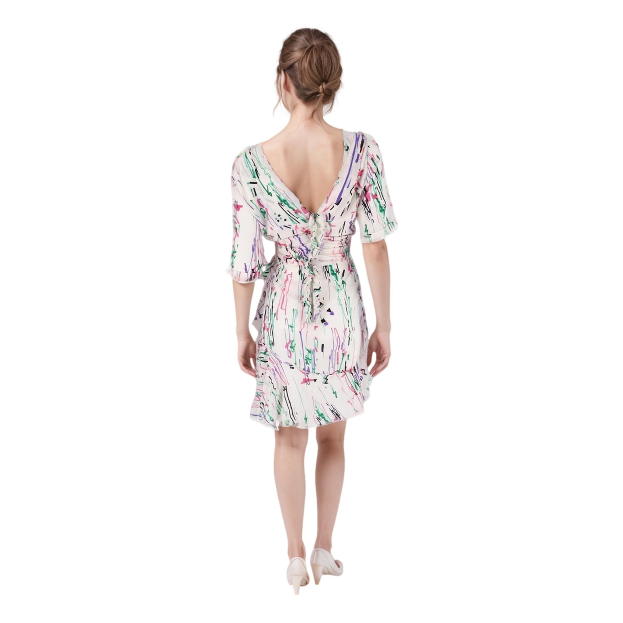 Isabel Marant - Robe en soie à volants à imprimé abstrait Excellent état - En vente à London, GB
