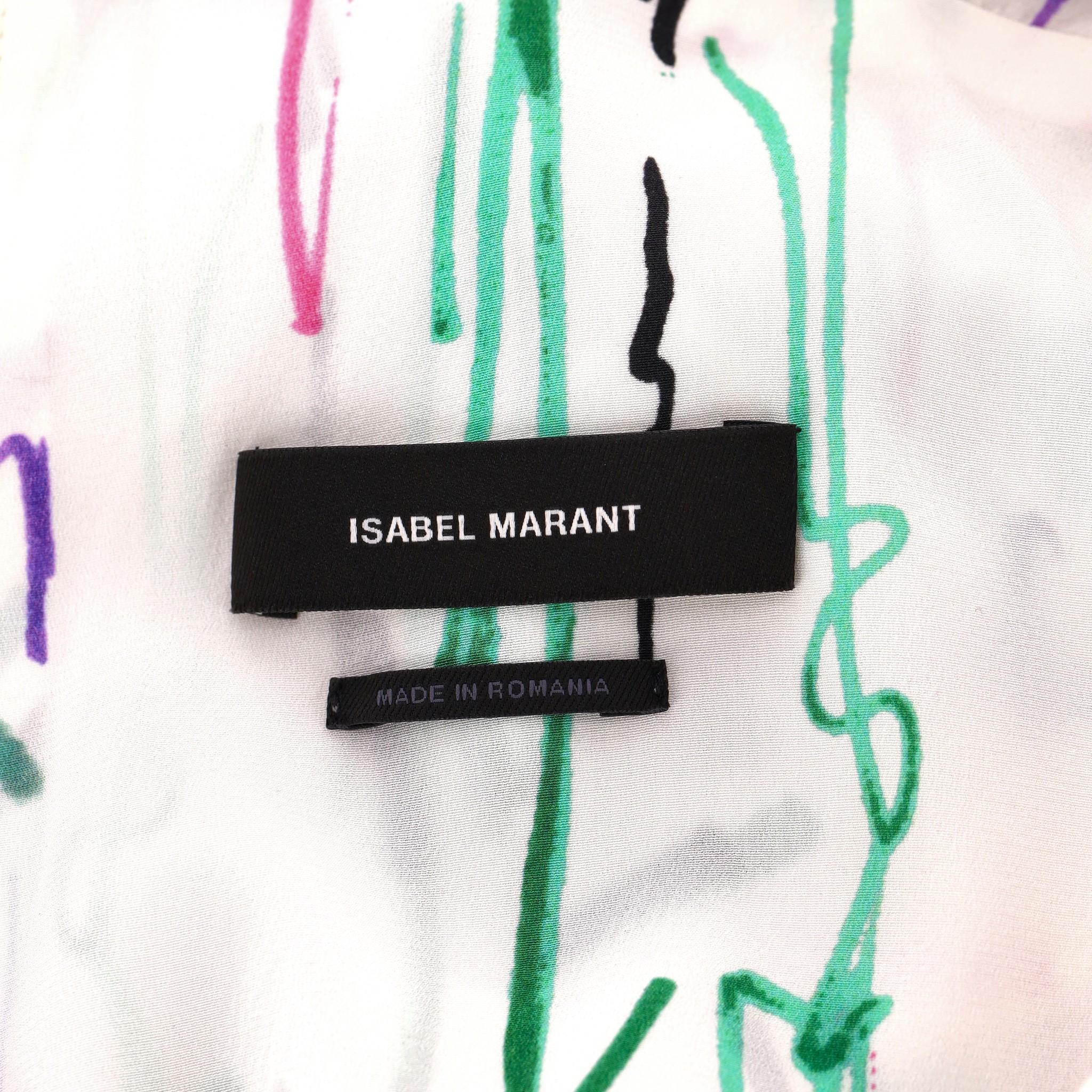 Isabel Marant - Robe en soie à volants à imprimé abstrait en vente 1