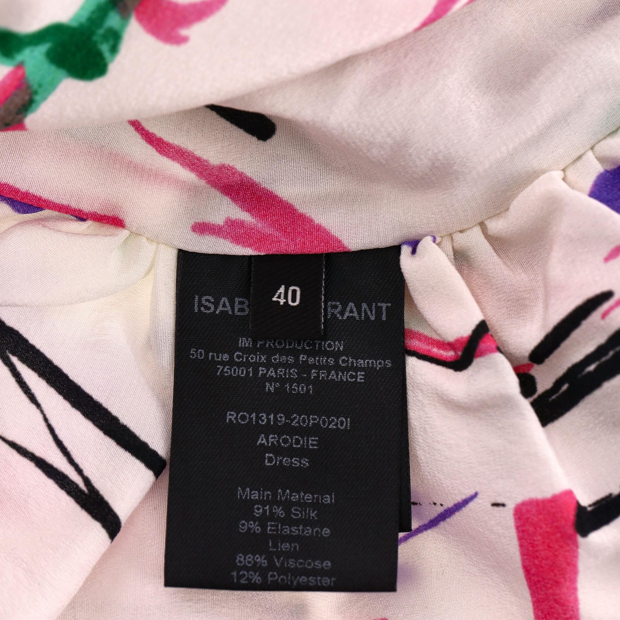 Isabel Marant - Robe en soie à volants à imprimé abstrait en vente 2