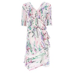 Isabel Marant Abstract Print Ruffle Silk Dress