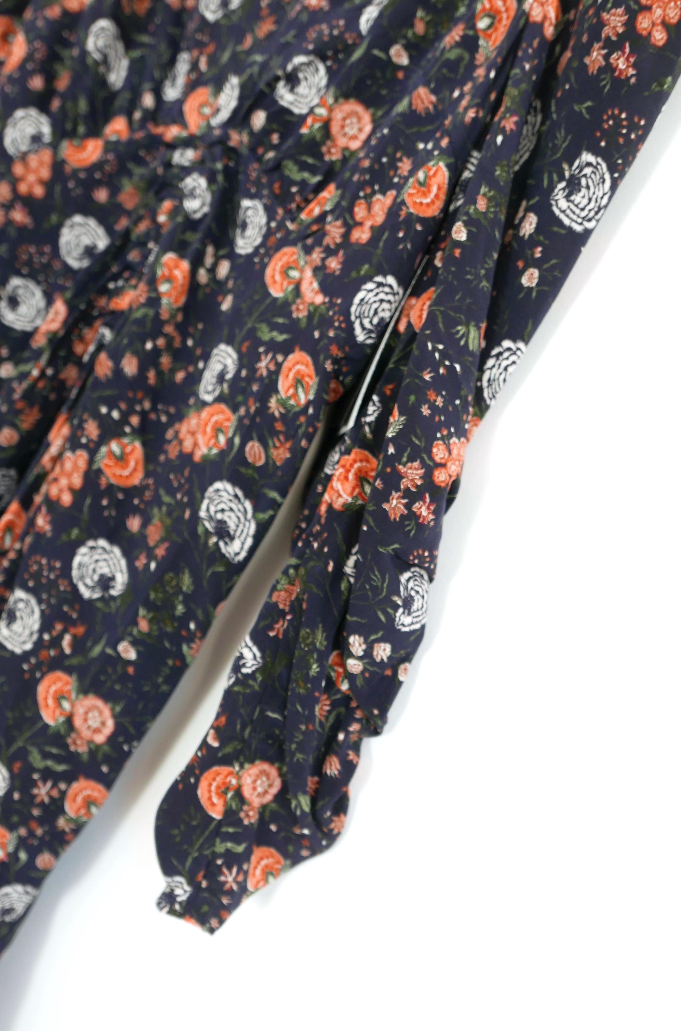  Isabel Marant Albini Floral Print Midnight Silk Dress In New Condition For Sale In London, GB