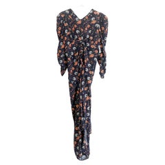  Isabel Marant Albini Seidenkleid mit Blumendruck und Mitternachtsmuster