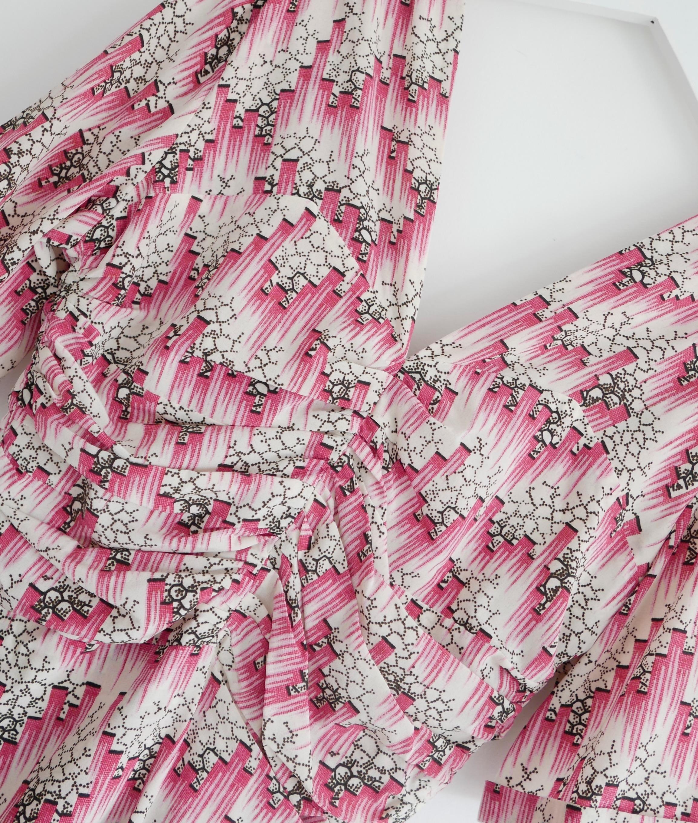 Brown Isabel Marant Arodie Pink Print Dress For Sale