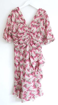 Isabel Marant Arodie Pink Silk Dress FR38/UK10 with Asymmetric Skirt