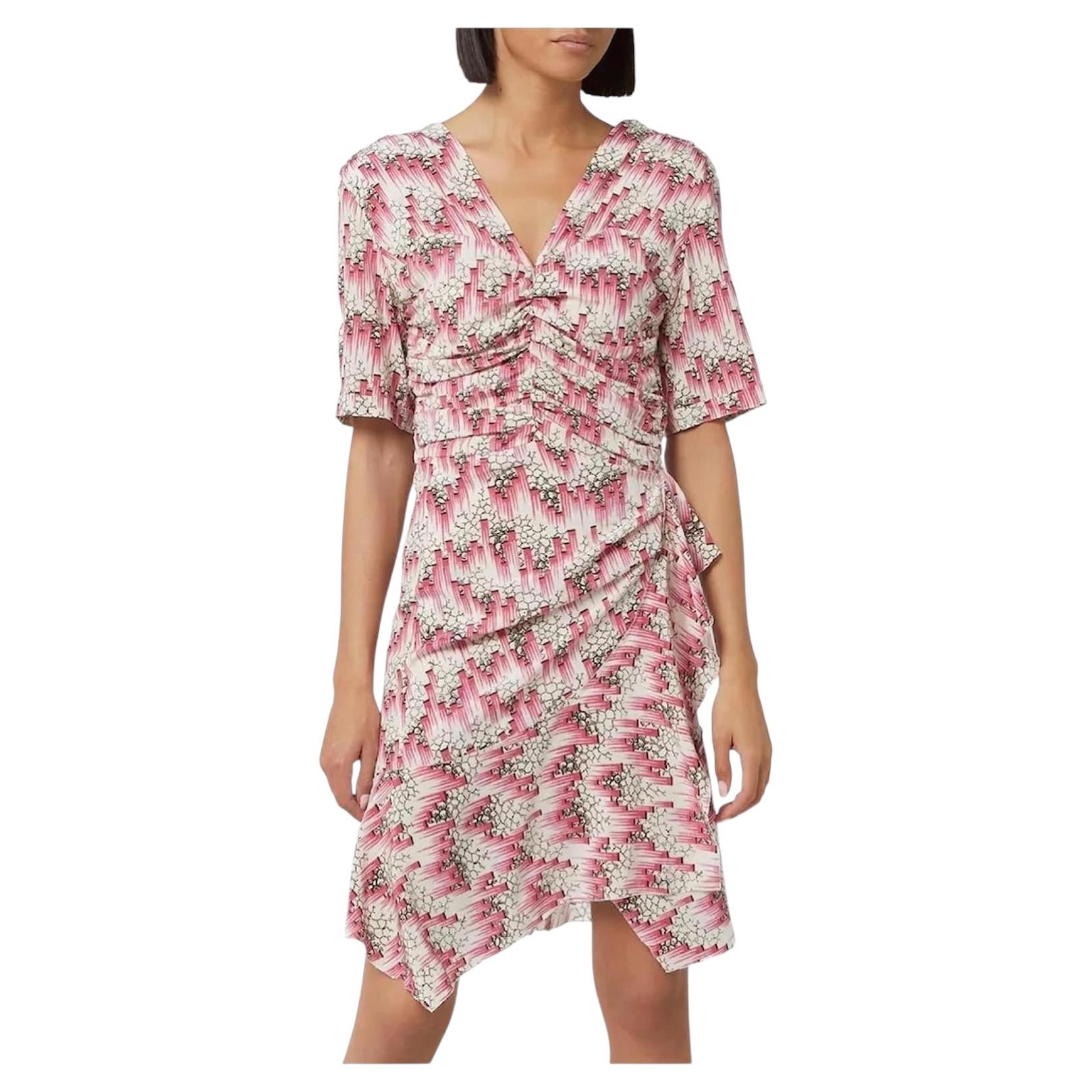 Isabel Marant Arodie Rose Robe en soie FR38/UK10 avec jupe asymétrique