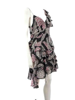 Isabel Marant Asymmetric Shoulder Print Mini Dress Size L