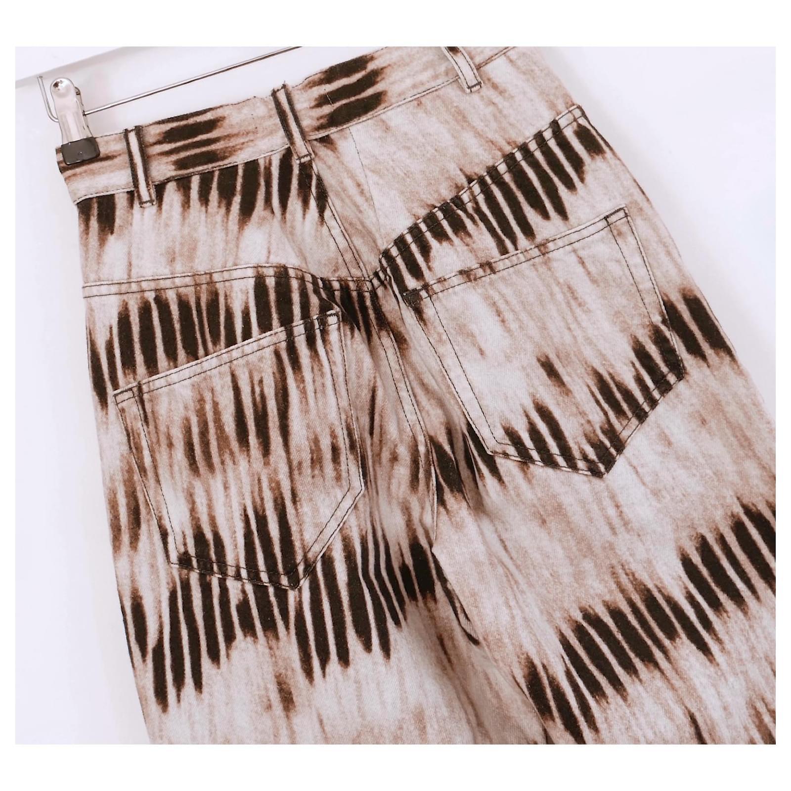 Brown Isabel Marant AW19 Tie Dye Print High Waisted Jeans For Sale