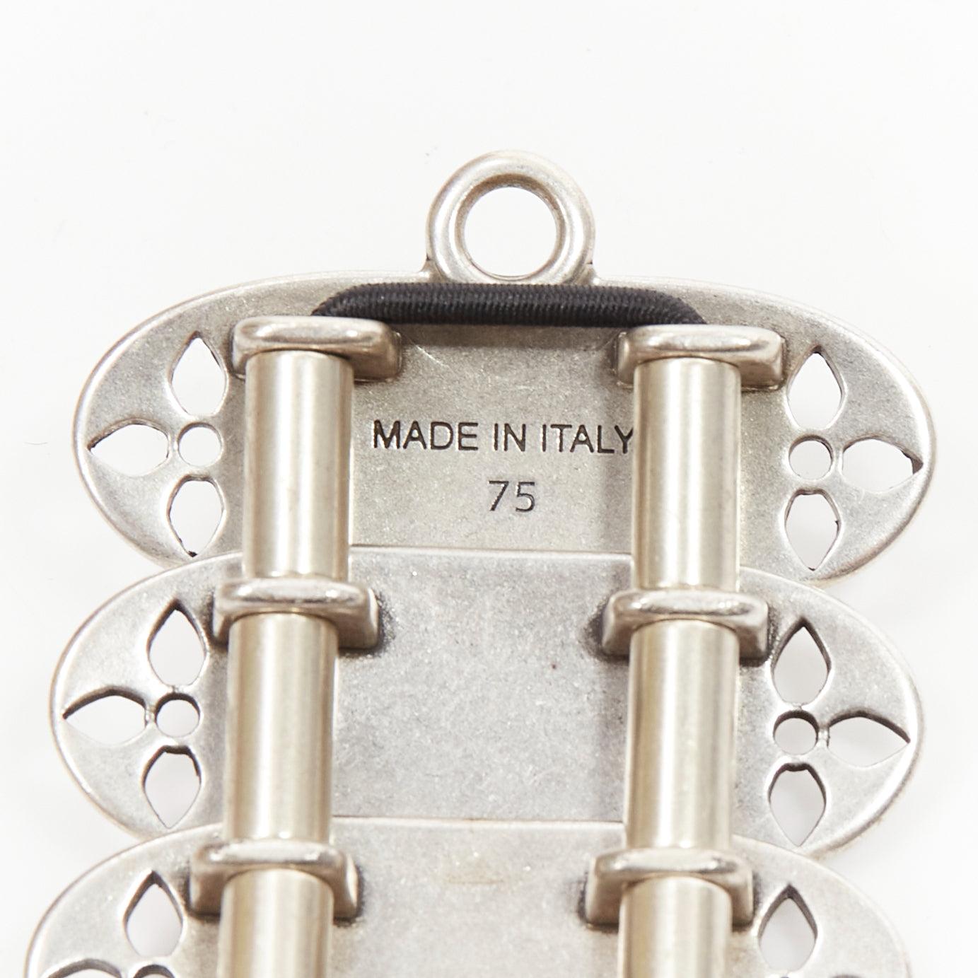 ISABEL MARANT Azema green embellished paisley silver metal plate chain belt 75cm For Sale 4