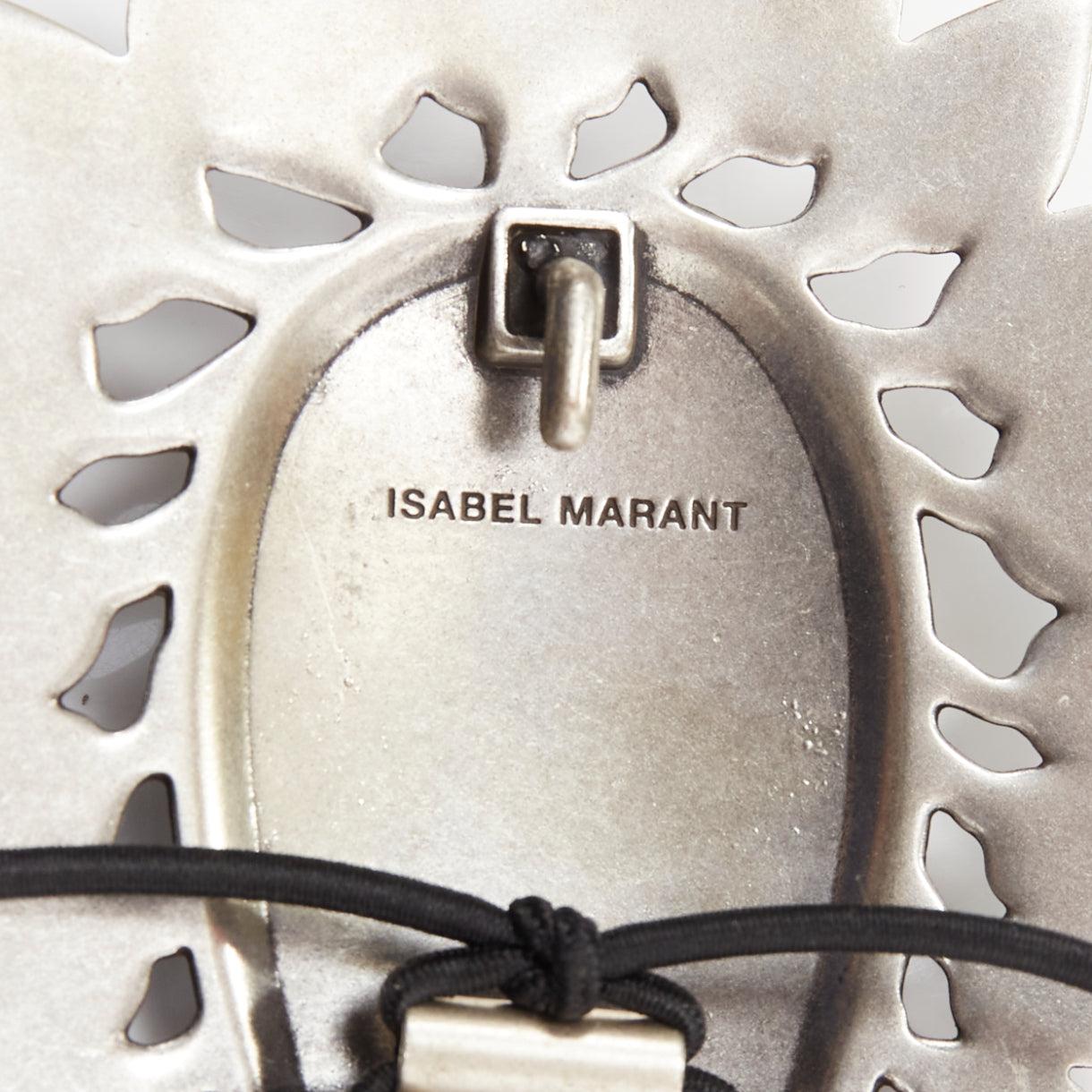 ISABEL MARANT Azema green embellished paisley silver metal plate chain belt 75cm For Sale 5